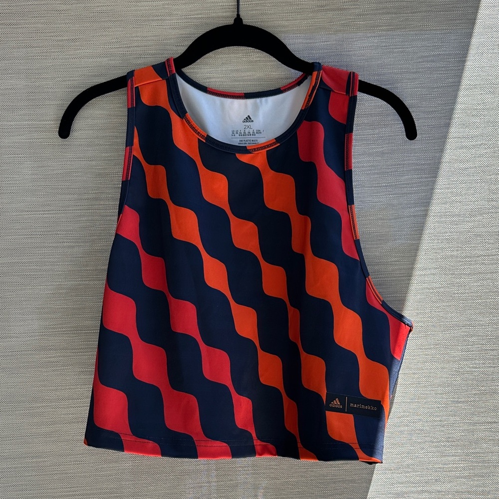 Adidas Red and Navy Marimekko Wave tank workout top 2X